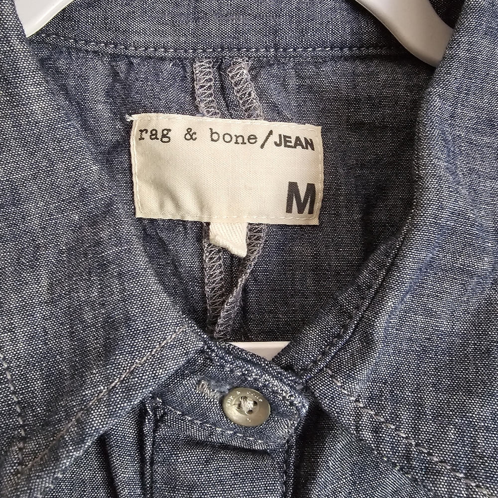 Rag & Bone - Chambray Sleeveless Button-Up Blouse Denim Size Medium - Picture 3 of 5